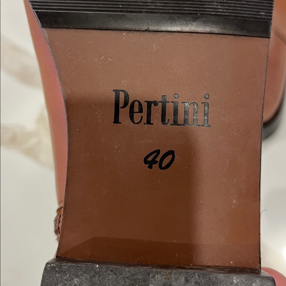 Cognac Brown Leather flat Ankle Boots with gold heel detail and inside zip - Picture 8 of 12